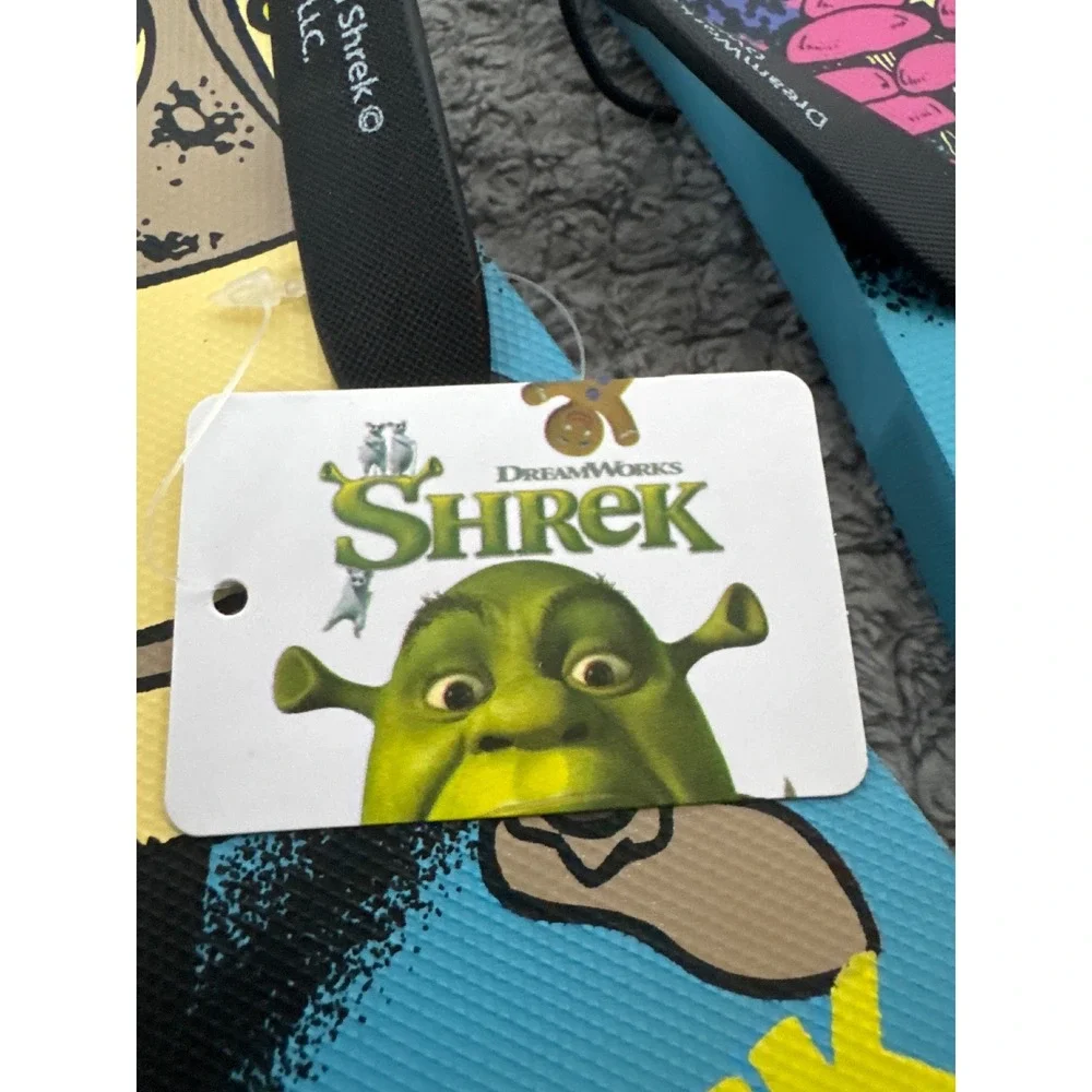 Bioworld DreamWorks Shrek and Donkey Mens Flip Flop Sandals Multi Color New